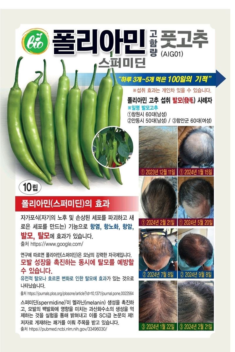 장터 상품 [폴리아민  기능성 탈모예방  고추씨앗 10립 ] 썸네일