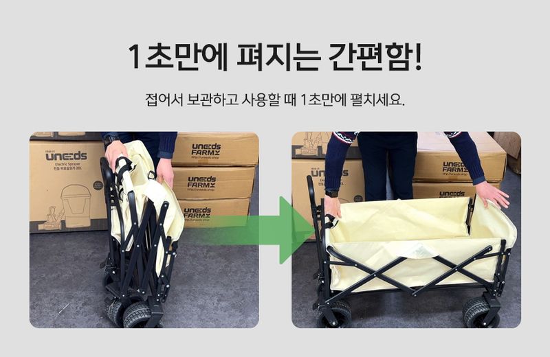 유니즈님의 장터 판매 상품 [손수레 접이식웨건 트롤리 최대하중 100KG 폴딩웨건 캠핑웨건 카트 캠핑카트 장바구니 접이식카트] 첨부 사진