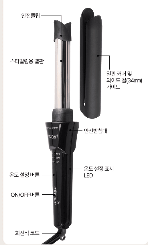 스피드번님의 장터 판매 상품 [[박준] 프리미엄 멀티컬 블랙 봉 고데기 PJP-1225] 첨부 사진