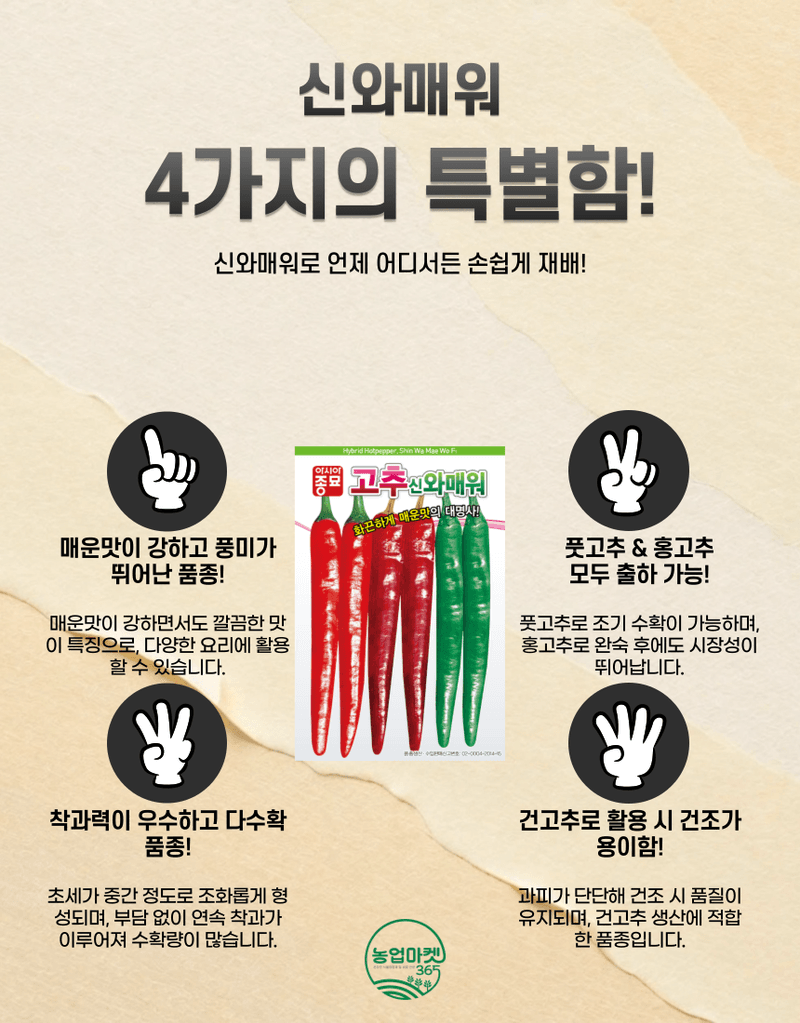 농업마켓365님의 장터 판매 상품 [농업마켓365 아시아종묘 고추 신와매워 30립 풋고추 홍고추] 첨부 사진