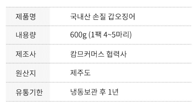 스피드번님의 장터 판매 상품 [푸르디 제주 손질 갑오징어 1kg (4-5미) (손질후 600g내외)] 첨부 사진
