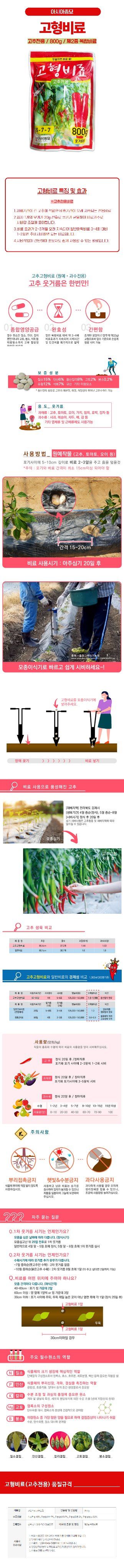 산들마켓,씨앗마켓님의 장터 판매 상품 [산들마켓 고추 고형비료 800g 3개월 지속되는 웃거름 원예용 고추전용 2종 복합비료 ] 첨부 사진