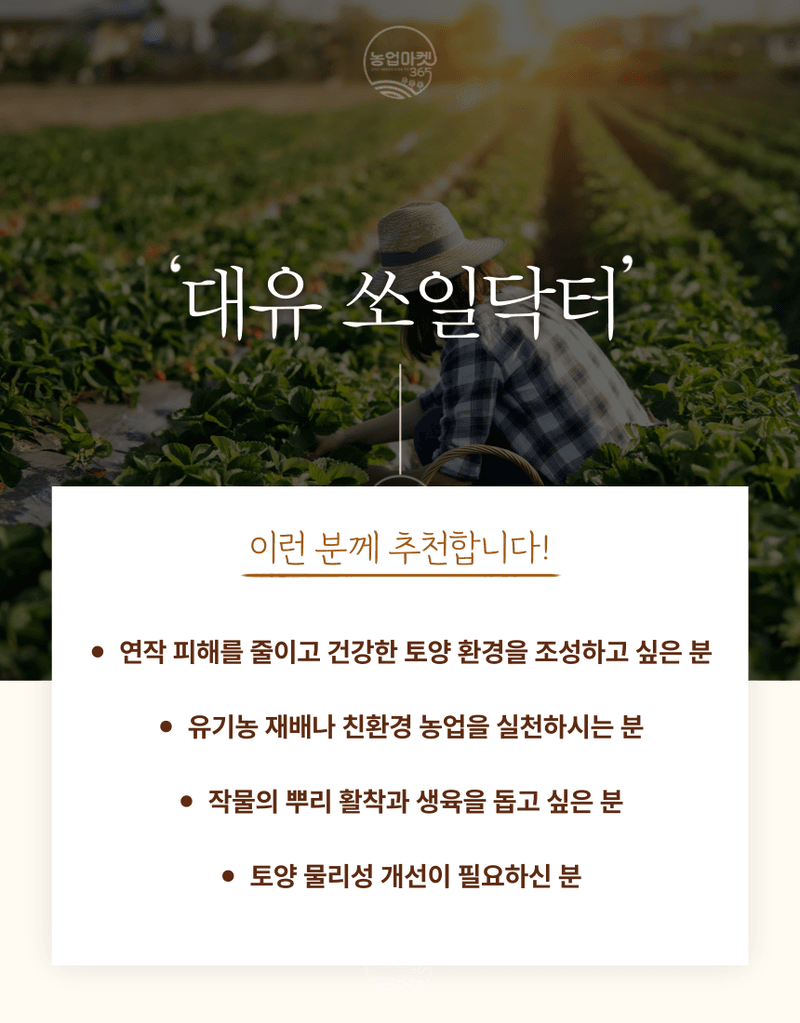 농업마켓365님의 장터 판매 상품 [농업마켓365 대유 쏘일닥터 5kg 3포, 6포 입제 유기농업자재 친환경자재 토양개량 및 작물생육용] 첨부 사진