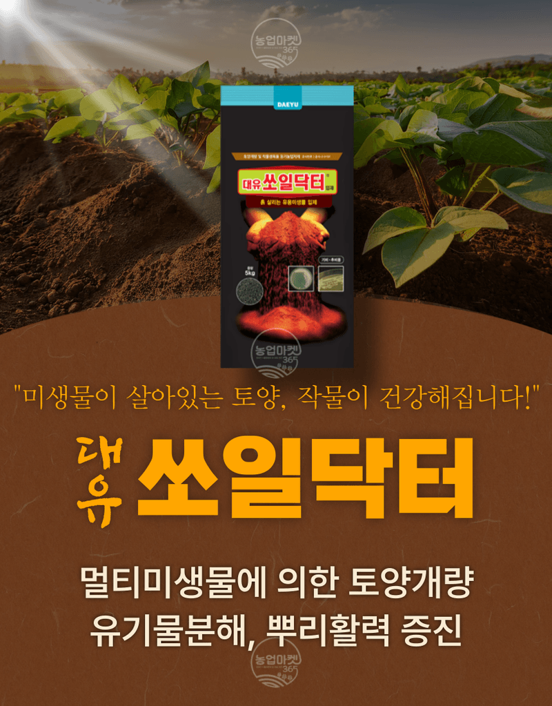 농업마켓365님의 장터 판매 상품 [농업마켓365 대유 쏘일닥터 5kg 3포, 6포 입제 유기농업자재 친환경자재 토양개량 및 작물생육용] 첨부 사진