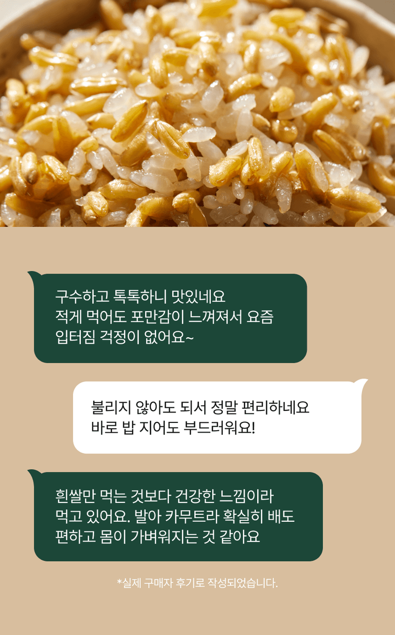 팜모닝 상점님의 장터 판매 상품 [🌾불릴 필요없는 발아 카무트 1kg 명품 고르네 캐나다산] 첨부 사진
