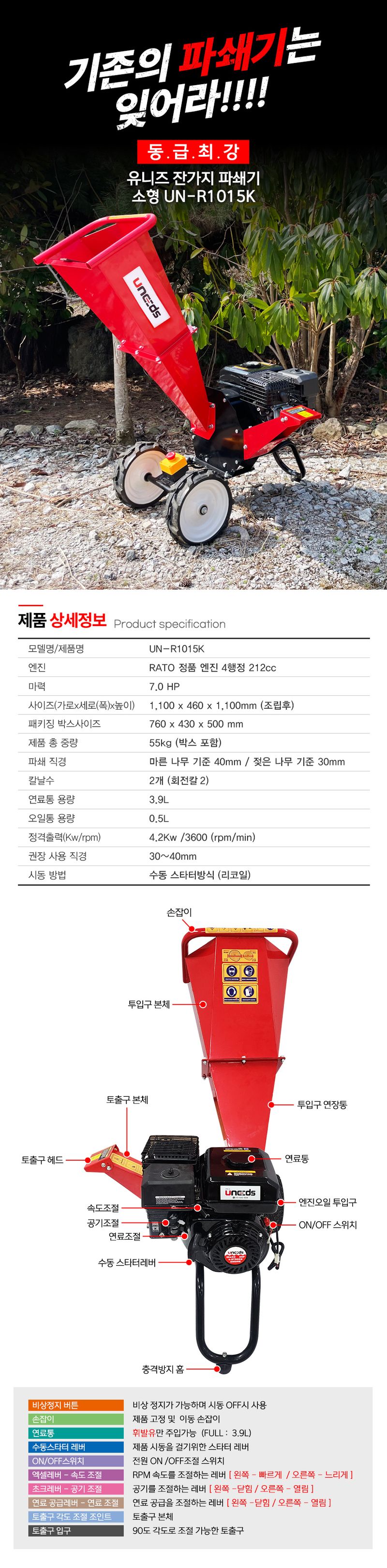 유니즈님의 장터 판매 상품 [유니즈 7마력 잔가지파쇄기 4행정 나무파쇄기] 첨부 사진