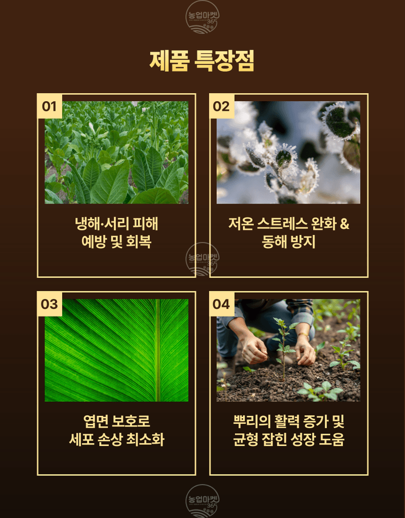 농업마켓365님의 장터 판매 상품 [농업마켓365 융전 유기노냉서리 1L 유기농업자재 친환경자재 냉해 서리 해조추출물 해조서스펜션 아미노산 환경장해] 첨부 사진