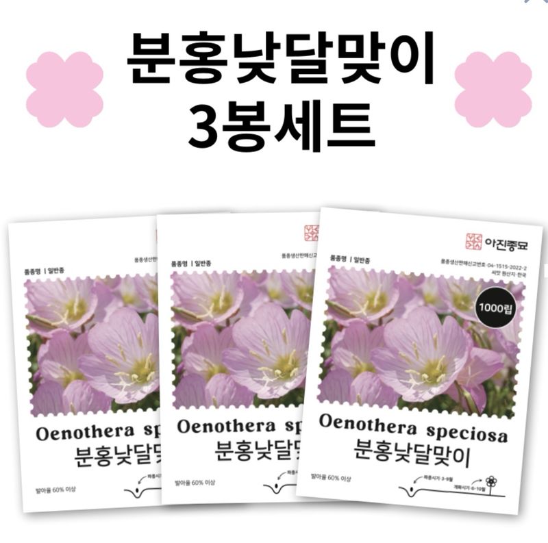 장터 상품 [[무료배송] 분홍낮달맞이 씨앗 3봉세트 ] 썸네일