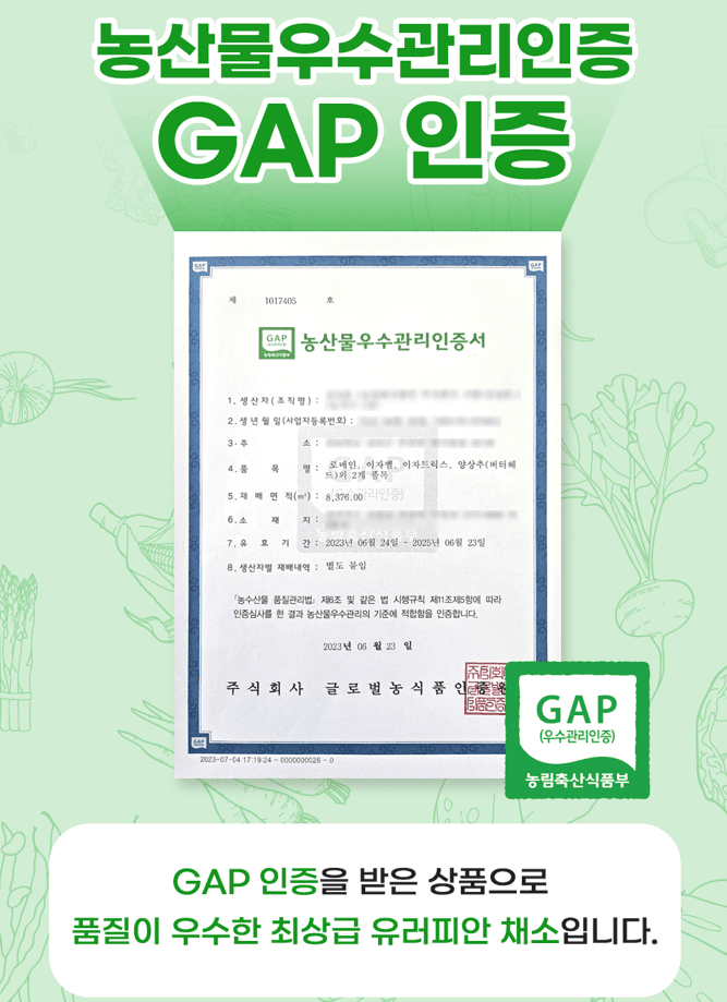 스피드번님의 장터 판매 상품 [[GAP] 유러피안 채소] 첨부 사진