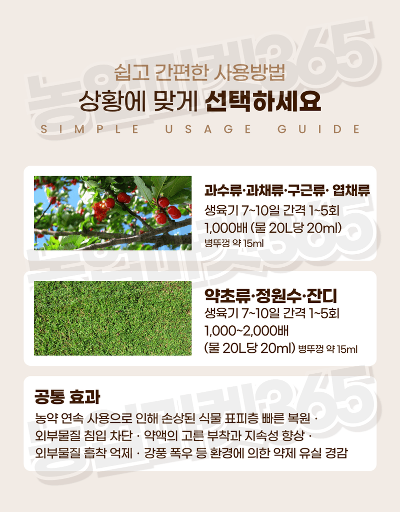 농업마켓365님의 장터 판매 상품 [농업마켓365 융전 균방어 액제 500ml 남아프리카 천연왁스 식물보호 약제부착 외부침입저항 식물표피보호 거품제거] 첨부 사진