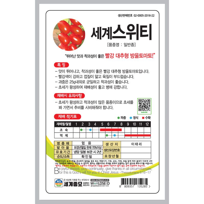 주주씨앗님의 장터 판매 상품 [[세계] 세계스위티 방울토마토 30립 방울토마토 씨앗] 첨부 사진