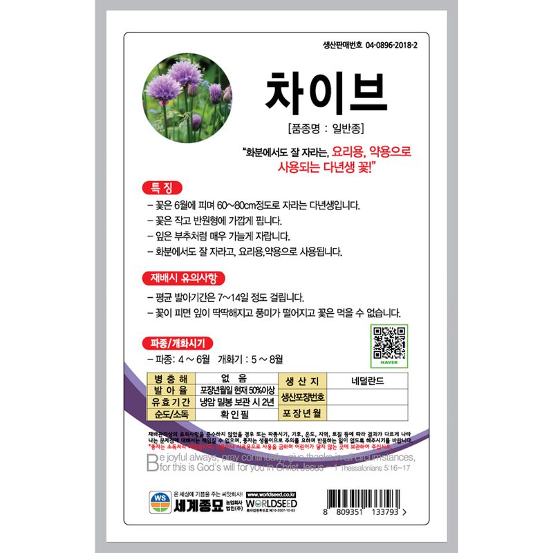 주주씨앗님의 장터 판매 상품 [[세계] 차이브 400립 / 차이브 씨앗 허브] 첨부 사진
