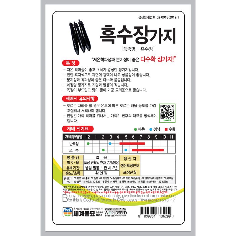 주주씨앗님의 장터 판매 상품 [[세계] 흑수장가지 100립 가지 씨앗] 첨부 사진