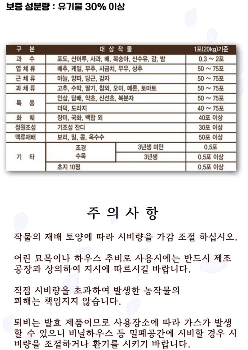 신탄진농약비료마트님의 장터 판매 상품 [냄새 적게나는 퇴비 거름 진필팜퇴비20kg] 첨부 사진