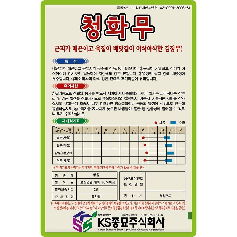 산들마켓,씨앗마켓님의 장터 판매 상품 [청화무 씨앗 300립 종자 5봉 구매시 + 랜덤씨앗 1개 증정] 첨부 사진