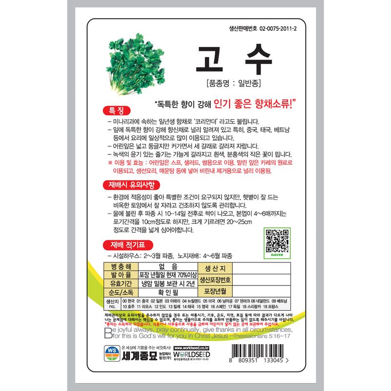 주주씨앗님의 장터 판매 상품 [향채소 씨앗 3종 세트 / 허브 루꼴라, 고수, 파슬리 / 허브 씨앗] 첨부 사진