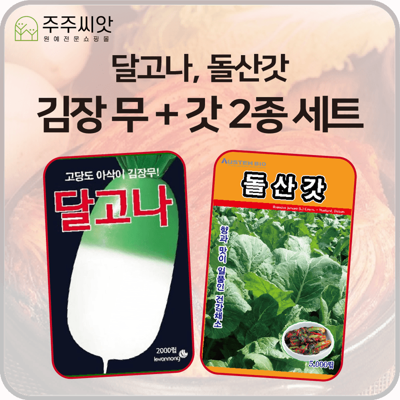 장터 상품 [달고나무 + 돌산갓 씨앗 세트 / 김장채소 씨앗] 썸네일