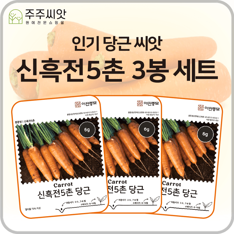 장터 상품 [당근씨앗 3봉 세트 / 신흑전5촌 당근 / 당근 씨앗] 썸네일