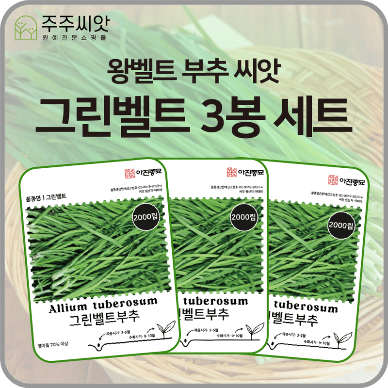 장터 상품 [그린벨트 부추 씨앗 3봉지 세트 / 왕벨트부추 / 부추 씨앗] 썸네일