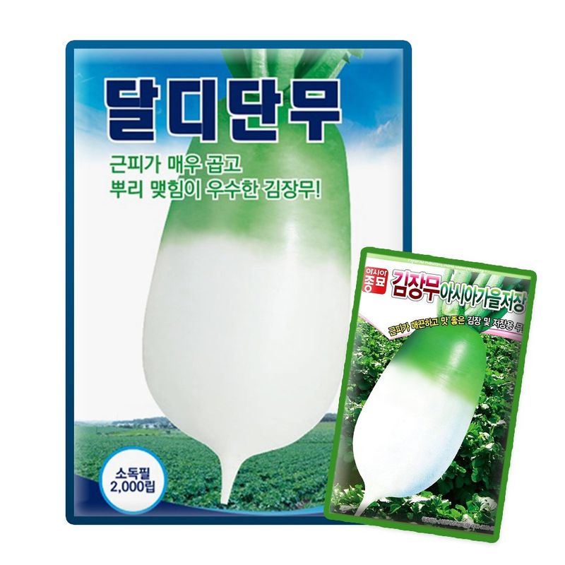장터 상품 [산들마켓 달디단무 씨앗 2000립 가을 저장용 김장무씨 종자 + 아시아가을저장무 증정] 썸네일
