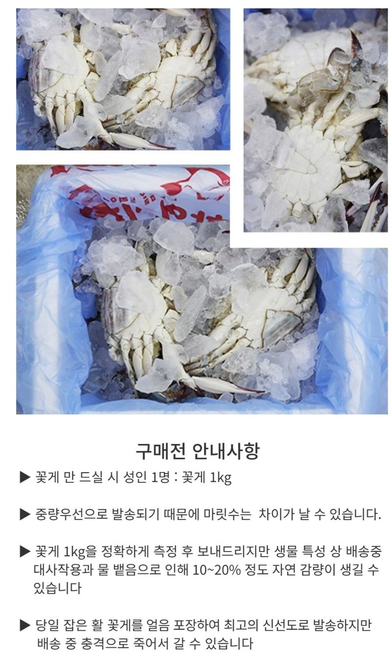 농수사님의 장터 판매 상품 [서해 연평도 제철 가을 햇 활꽃게 1kg] 첨부 사진