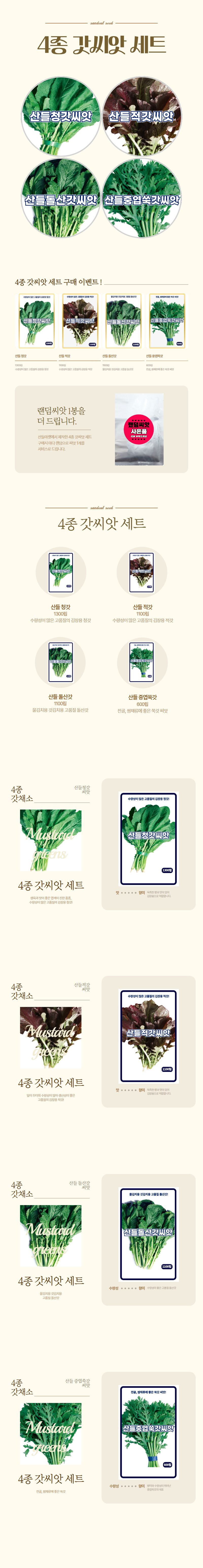 산들마켓,씨앗마켓님의 장터 판매 상품 [산들마켓 4종 김장갓 씨앗 세트 김장채소 쑥갓 소량 씨앗+랜덤씨앗 1개] 첨부 사진