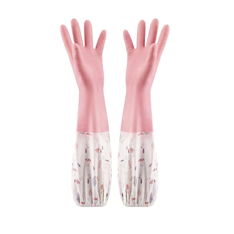 장터 상품 [따듯한 동계 김장 기모 고무장갑 5개 면코팅 긴고무장갑 ] 썸네일