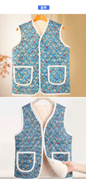 김복자님의 장터 판매 상품 [융털조끼 겨울 할머니조끼 어머니 김장 촌캉스 꽃무늬 융털] 첨부 사진