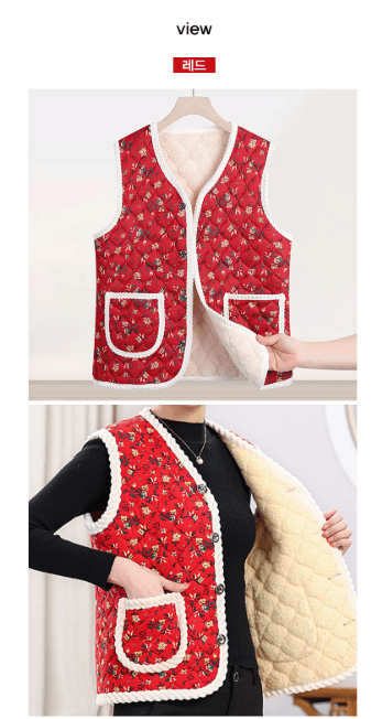 김복자님의 장터 판매 상품 [융털조끼 겨울 할머니조끼 어머니 김장 촌캉스 꽃무늬 융털] 첨부 사진