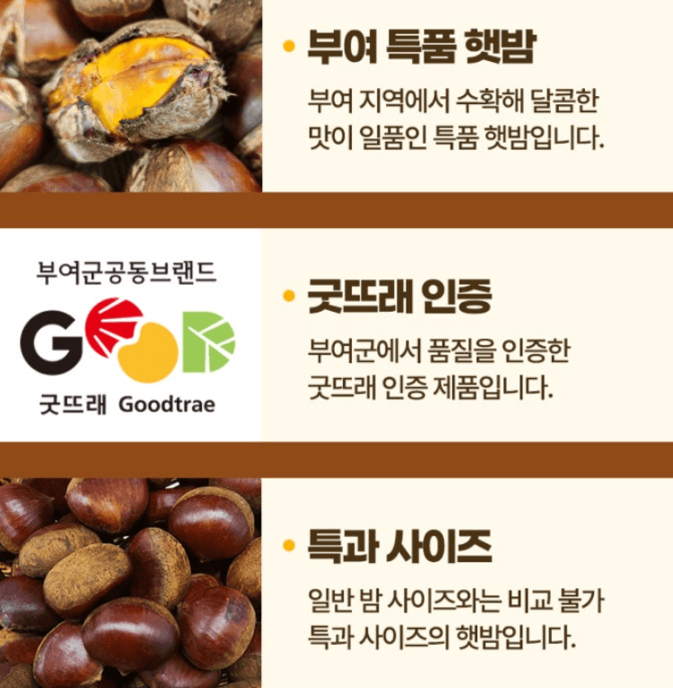 스피드번님의 장터 판매 상품 [(특품/굿뜨레인증) 부여 밤] 첨부 사진