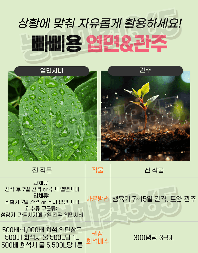 농업마켓365님의 장터 판매 상품 [융전 빠삐용 액제 11L(12kg) 2통 고함량 단백질 아미노산 영양제 새뿌리발달 생육촉진 맛·당도 향상] 첨부 사진