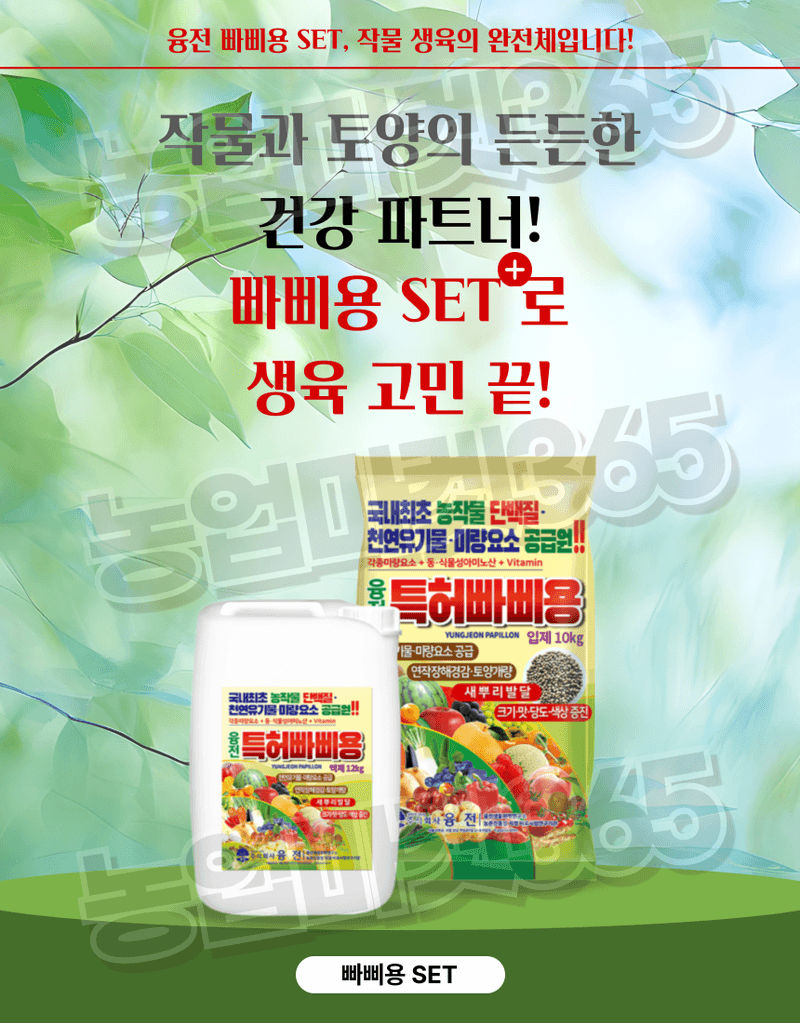 농업마켓365님의 장터 판매 상품 [빠삐용 입제10kg 2포·액제11L 2통 SET 뿌리·토양개량+생육촉진 패키지] 첨부 사진