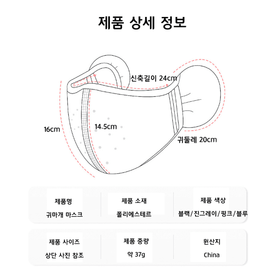 김복자님의 장터 판매 상품 [KC인증 일체형 방한마스크 귀마개 귀도리] 첨부 사진