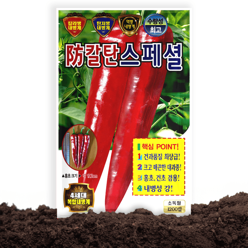 산들마켓,씨앗마켓님의 장터 판매 상품 [방칼탄스페셜 고추 씨앗 1200립 복합내병계 극대과종 홍초 건초 고추씨 종자] 첨부 사진