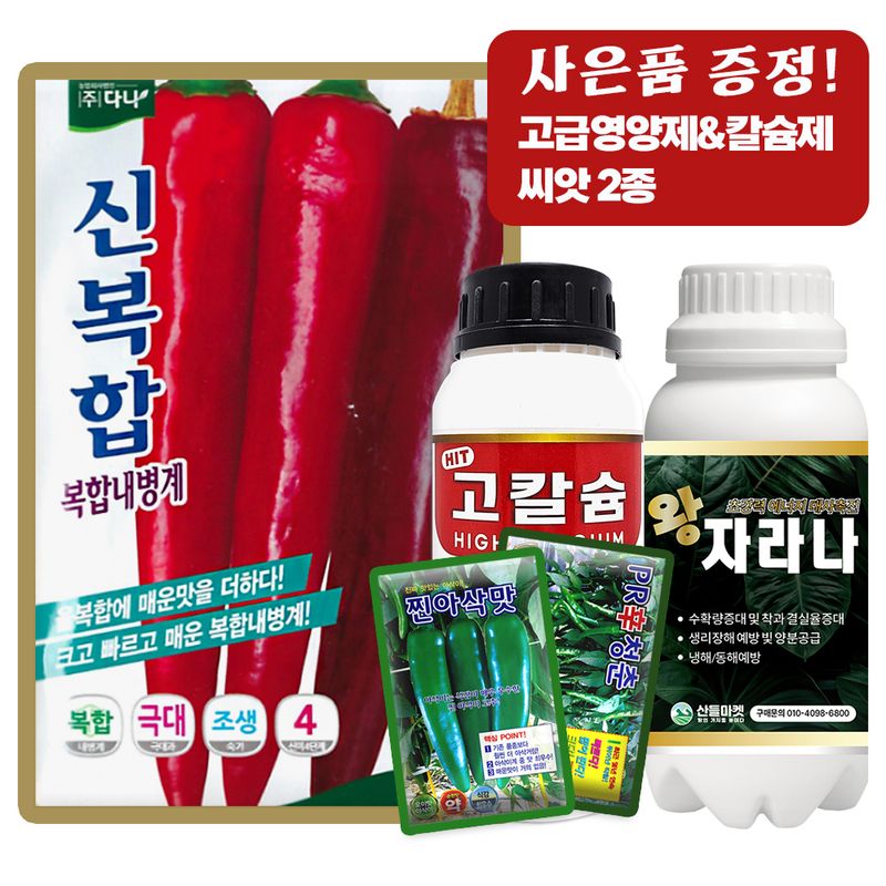 산들마켓,씨앗마켓님의 장터 판매 상품 [산들마켓 신복합 고추씨앗 1200립 매운맛 복합내병계 조생종 극대과 고추씨 종자] 첨부 사진