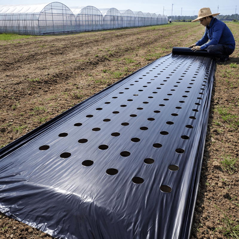 장터 상품 [검정 유공멀칭비닐 농사용 필름 흑색 텃밭 주말농장 농업용 비닐 고추 제초] 썸네일
