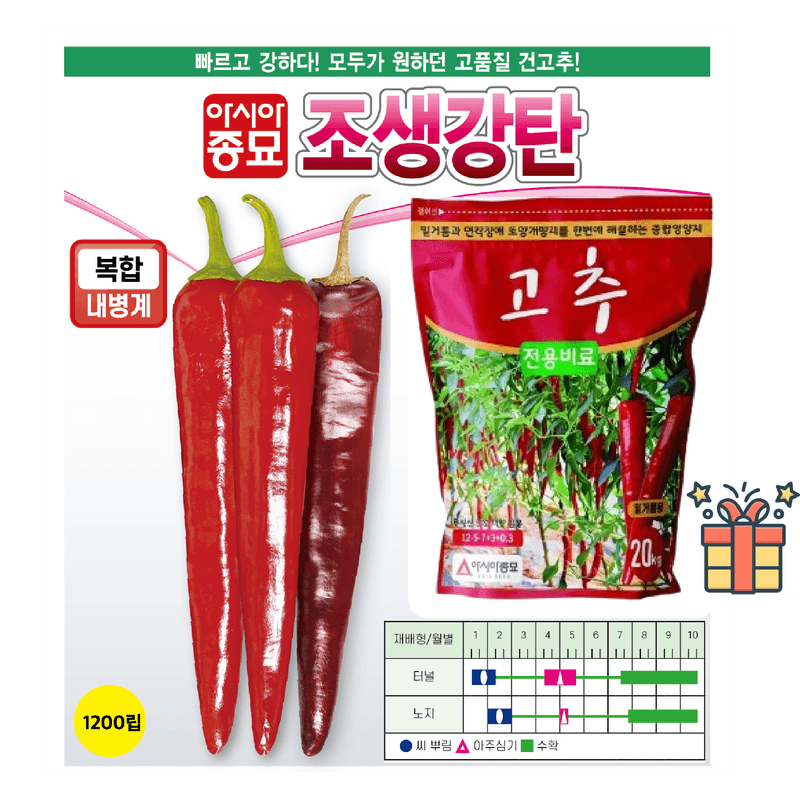 장터 상품 [[건과품질1위] 조생강탄 1200립 + 고추비료20kg 증정 /  고추씨앗 고추씨 고추종자] 썸네일