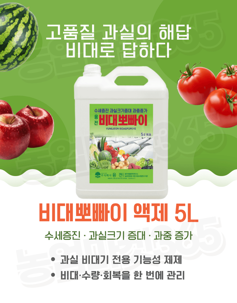 농업마켓365님의 장터 판매 상품 [융전 비대뽀빠이 액제 5L 과실비대 과중증가 관주용 비대제] 첨부 사진