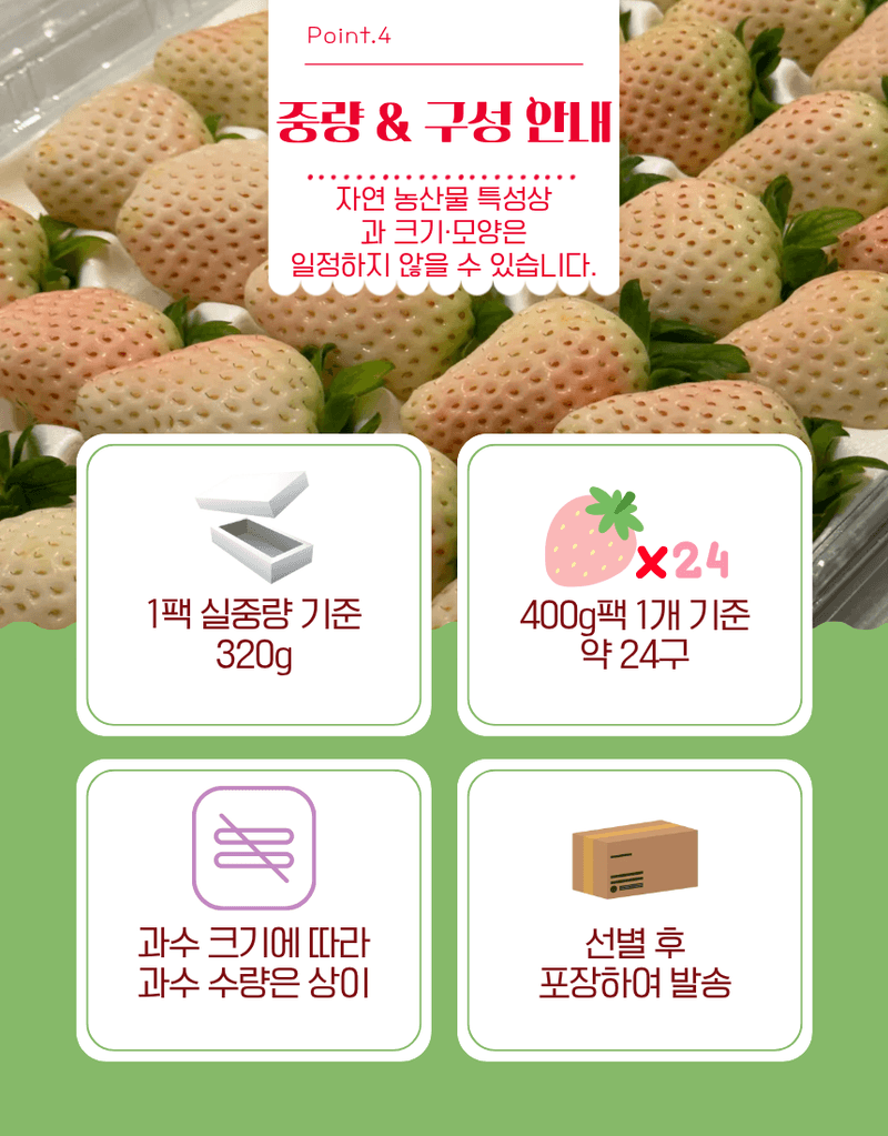 과일팩토리님의 장터 판매 상품 [[프리미엄 화이트딸기] 정품 만년설 딸기 400g/800g] 첨부 사진