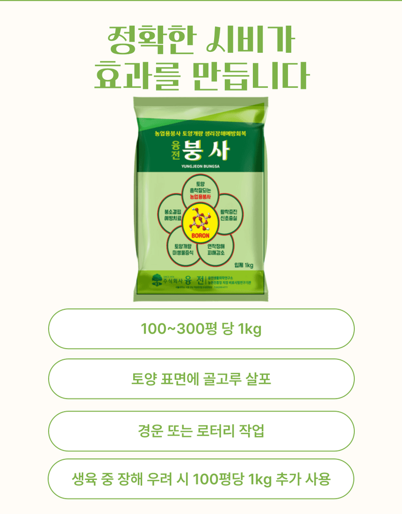 농업마켓365님의 장터 판매 상품 [고함량 붕소 비료 융전 붕사 입제 1kg 붕소 결핍 개선·조피·깨알 증상 예방] 첨부 사진