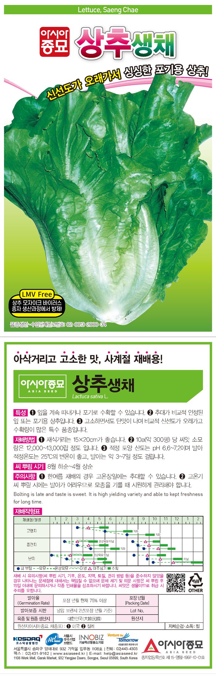 씨앗드림님의 장터 판매 상품 [아삭이 상추 생채 1500립] 첨부 사진