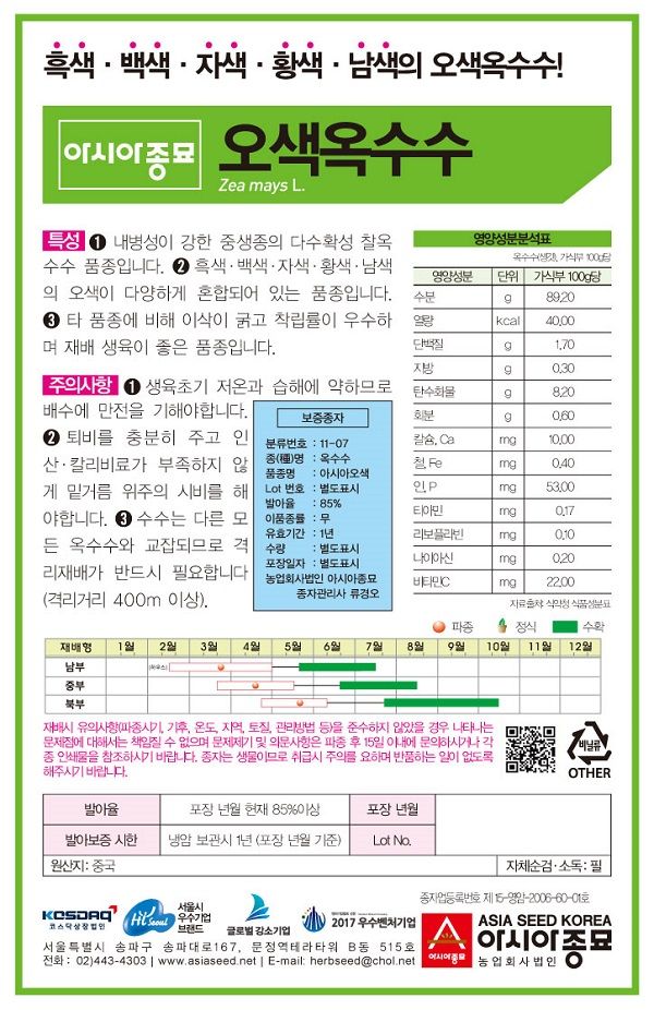 씨앗드림님의 장터 판매 상품 [오색옥수수 얼룩이 알록이 옥수수 100립] 첨부 사진