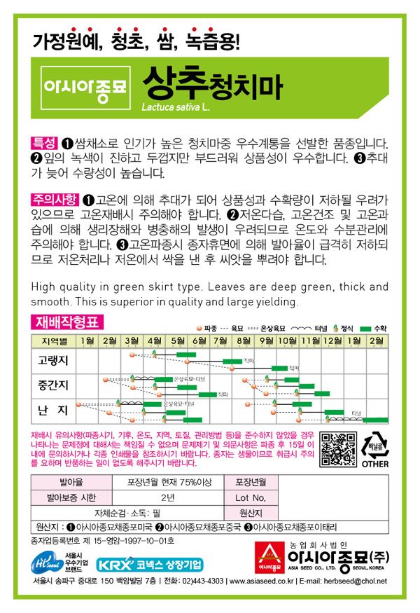 씨앗드림님의 장터 판매 상품 [청상추 청치마 3000립] 첨부 사진