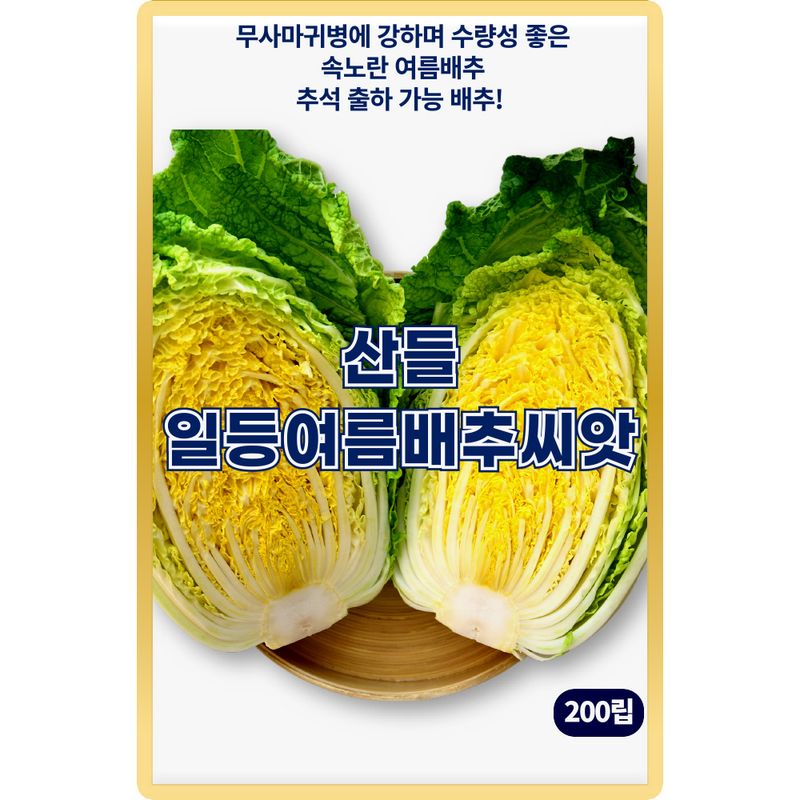 장터 상품 [산들 일등여름 배추 씨앗 200립 무사마귀병에 강한 여름 배추씨 종자] 썸네일