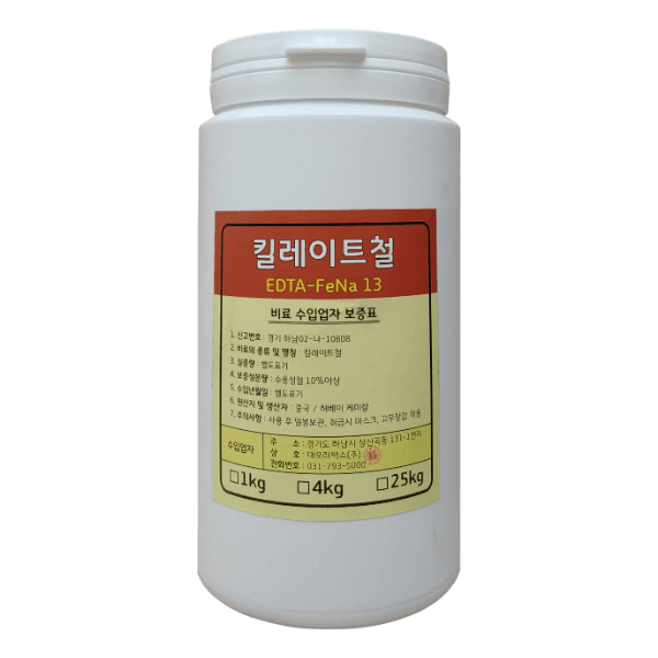 장터 상품 [킬레이트철 EDTA FeNa 13 수용성 비료 4KG/1KG 양액비료 관주비료 백화케어] 썸네일