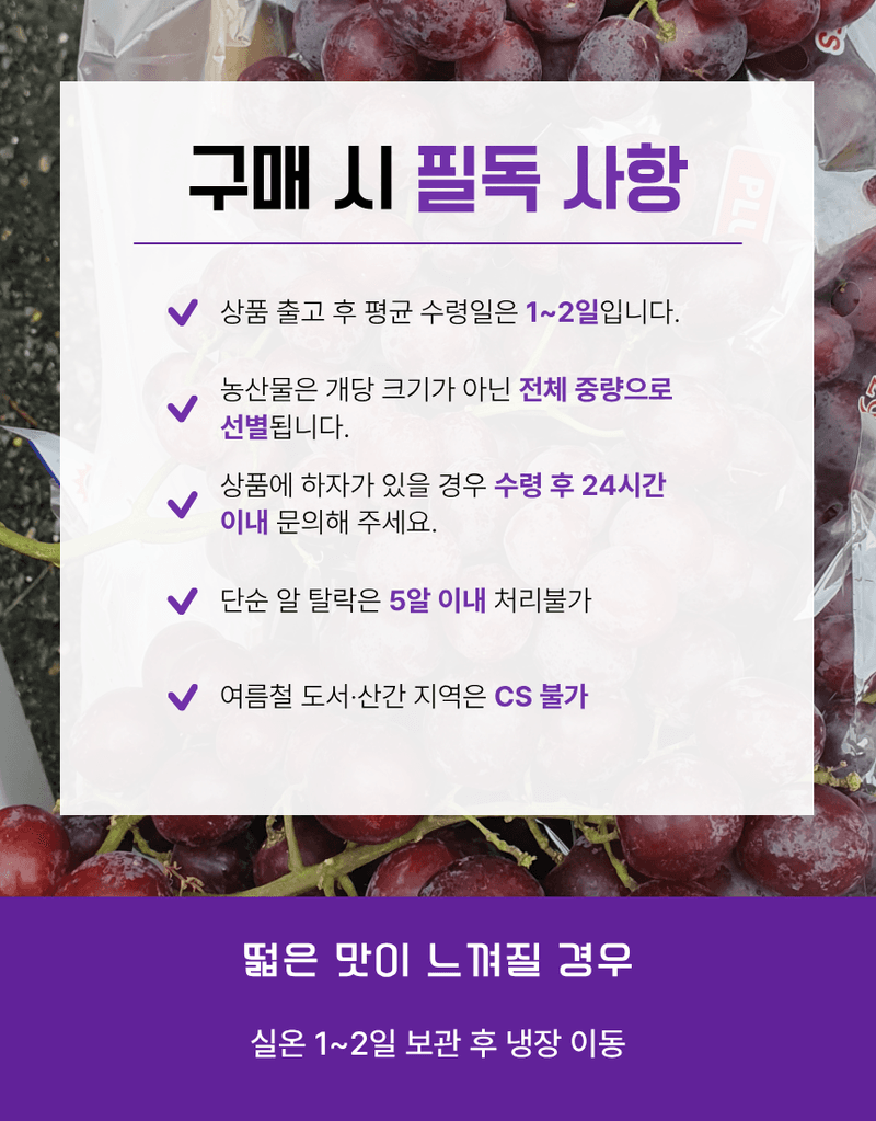 과일팩토리님의 장터 판매 상품 [프리미엄 고당도 씨없는 수입포도 크림슨포도 500G/1KG/2KG/4KG] 첨부 사진