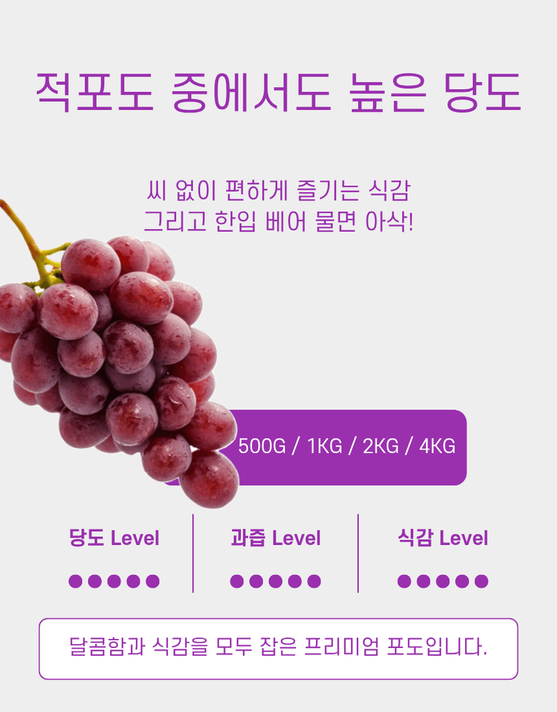 과일팩토리님의 장터 판매 상품 [프리미엄 고당도 씨없는 수입포도 크림슨포도 500G/1KG/2KG/4KG] 첨부 사진