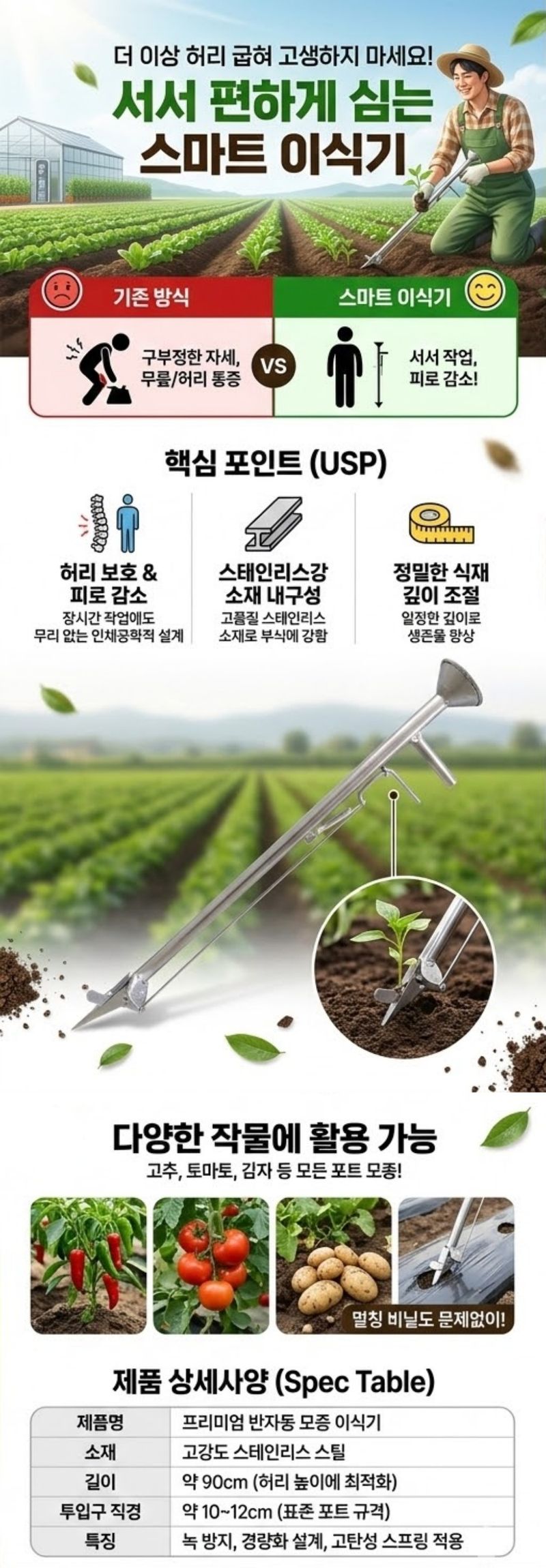 글로우베이스님의 장터 판매 상품 [다용도 한손 모종기 씨앗 파종기 ] 첨부 사진