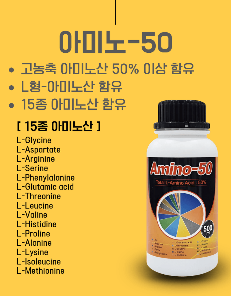 농업마켓365님의 장터 판매 상품 [아미노50 500ml 고농축 L-아미노산영양제 식물영양제 생육활력제] 첨부 사진