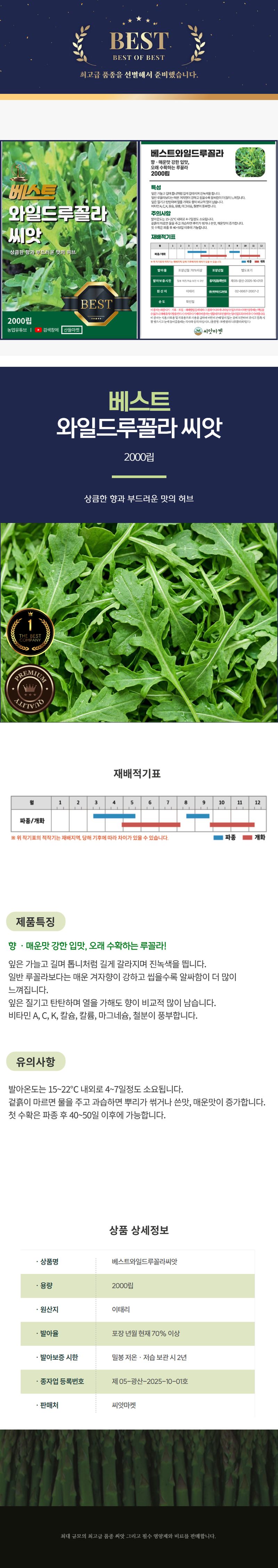 산들마켓,씨앗마켓님의 장터 판매 상품 [베스트 와일드 루꼴라 씨앗 2000립 향이 강하고 오래 수확하는 루꼴라씨 종자] 첨부 사진